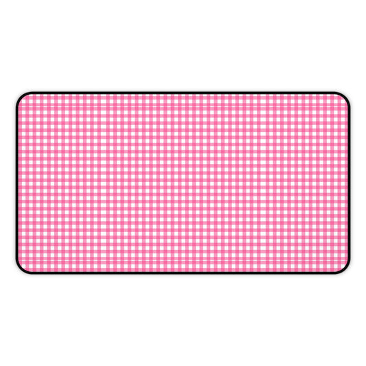Pink Gingham Desk Mat - Cozy Office Decor, Workspace Accessory, Gift for Coworkers, Farmhouse Style, Table Cover