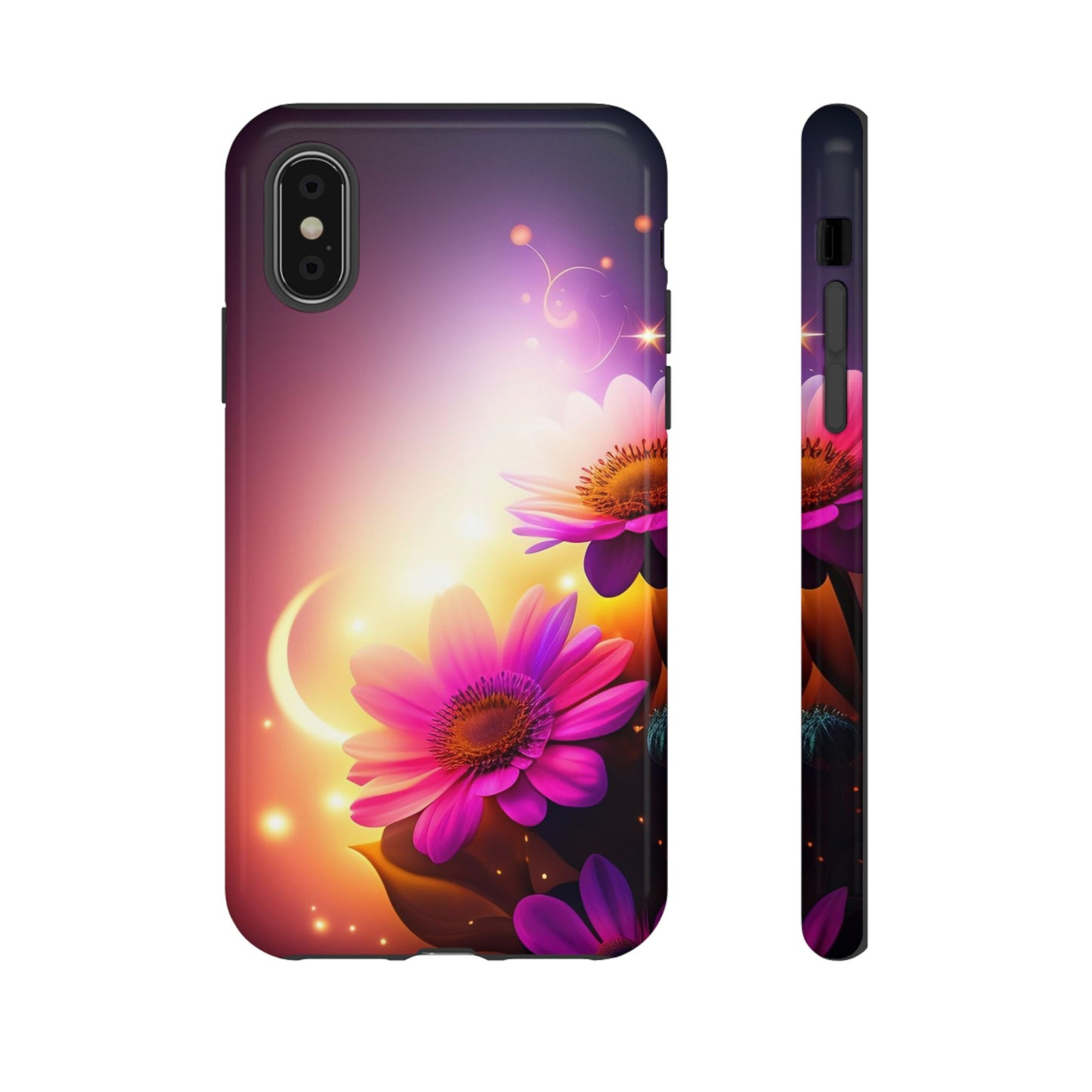 Floral Moonlight Phone Case – Purple Daisy Protective Cover