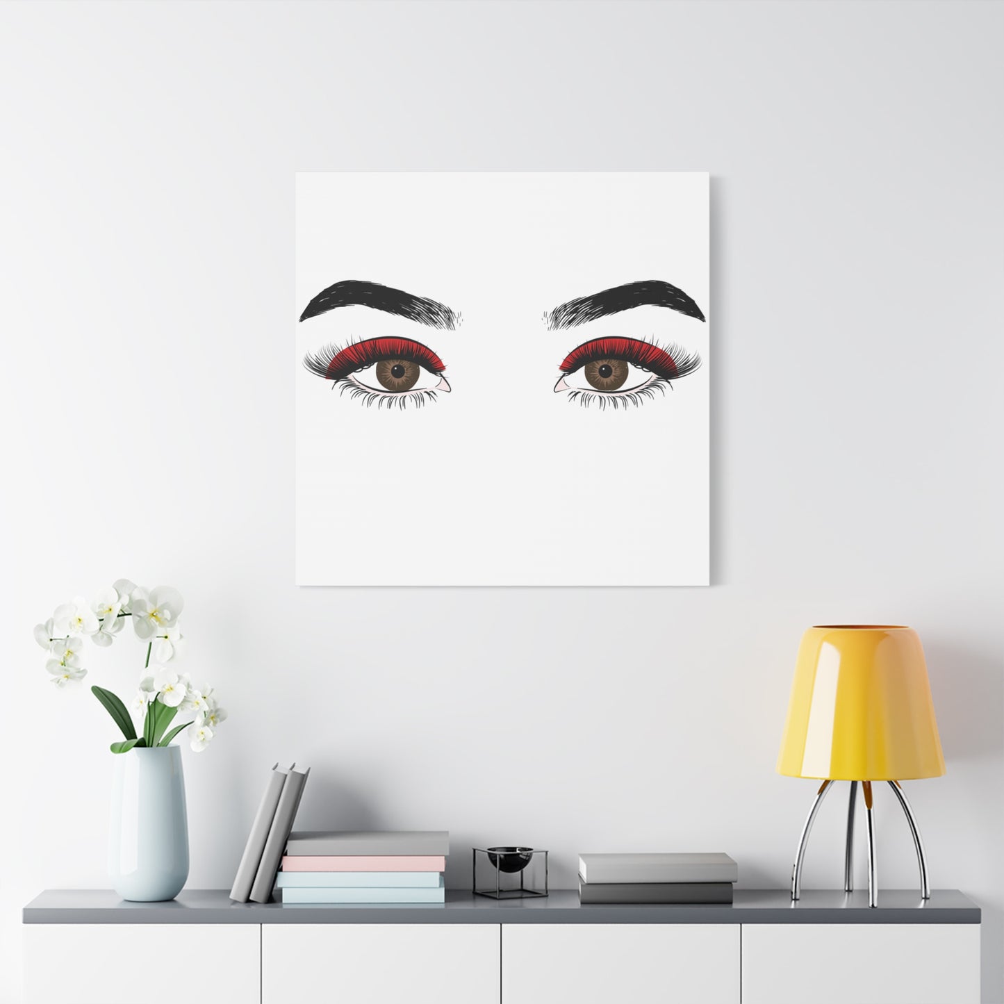 Red Lashes Wall Art Canvas — Glam Eyes Makeup Decor