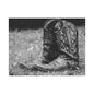 Western Cowboy Boots Matte Canvas Wall Art – Black & White Rustic Country Decor