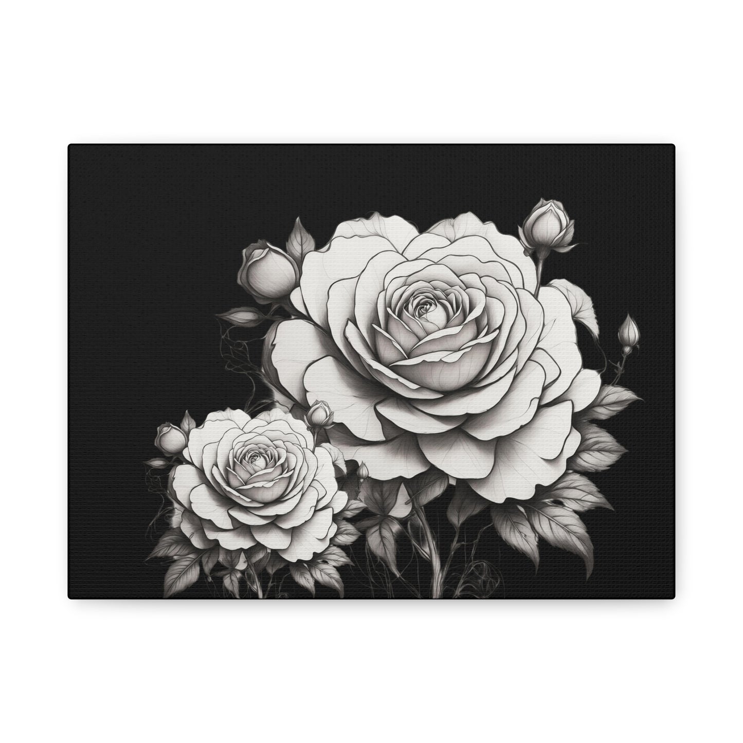 Monochrome Rose Canvas Print — Black & White Floral Wall Art
