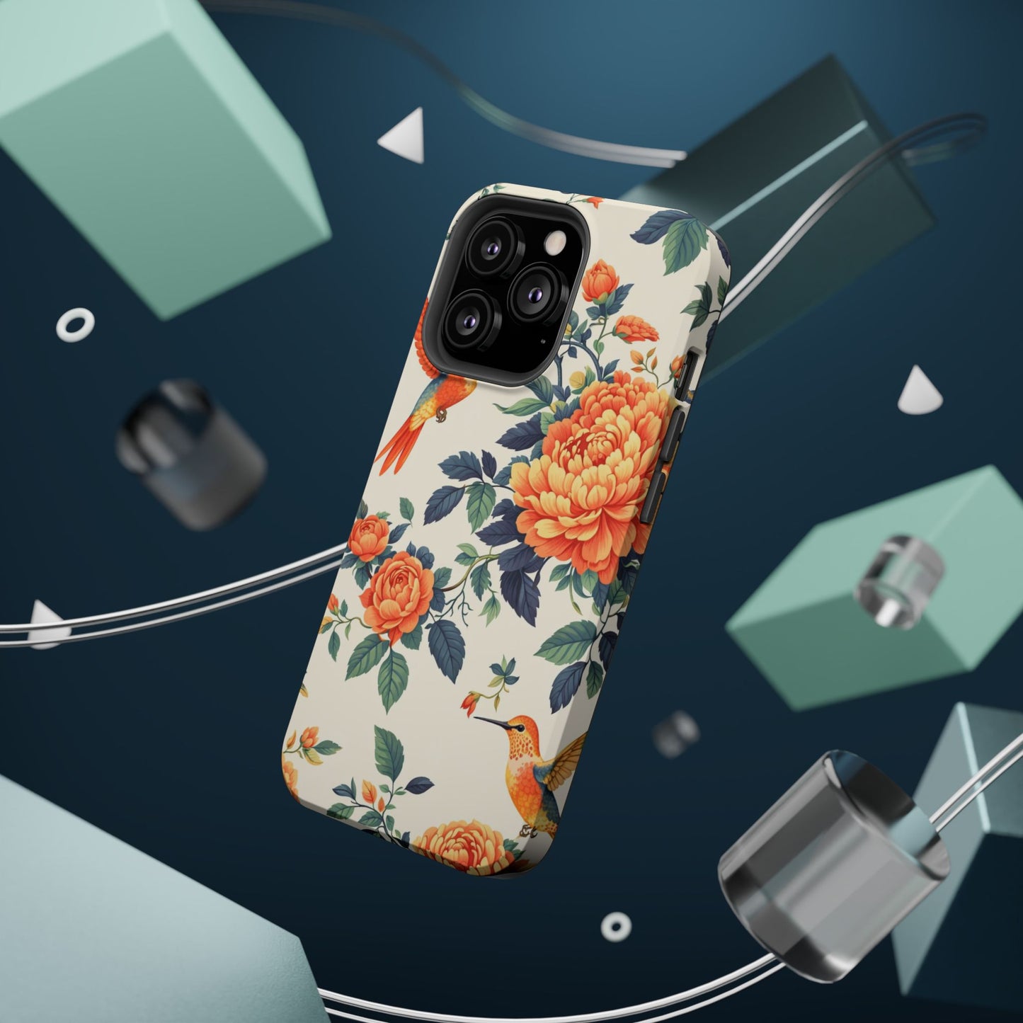 Floral Hummingbird Magnetic Phone Case — Impact-Resistant Protective Cover