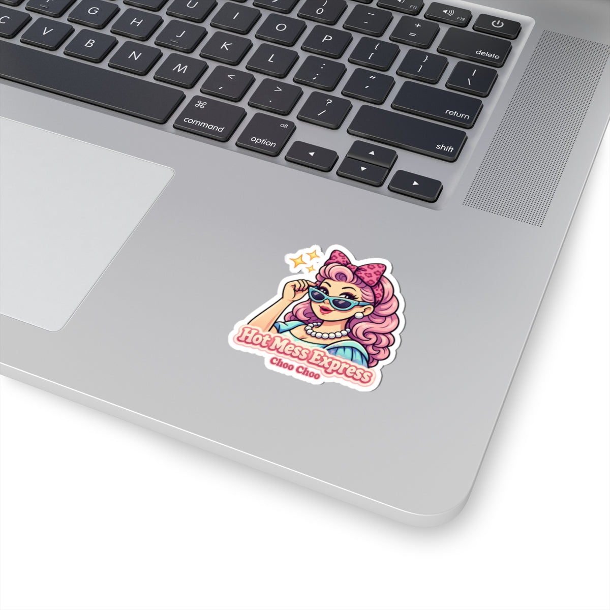 Retro Pin-Up Sticker — "Hot Mess Express Choo Choo" Kiss-Cut Vinyl