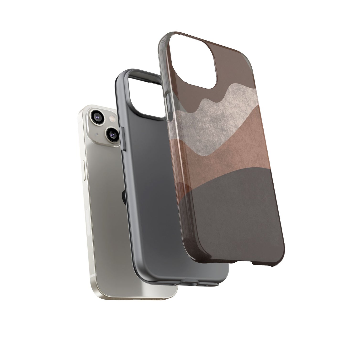 Abstract Earthtone Phone Case — Brown Layered Rugged Tough Case