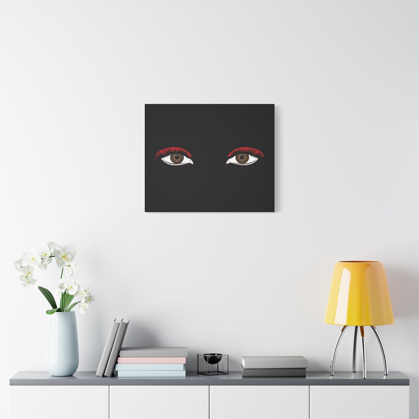 Red Lashes Wall Art Canvas — Glam Eyes Makeup Decor