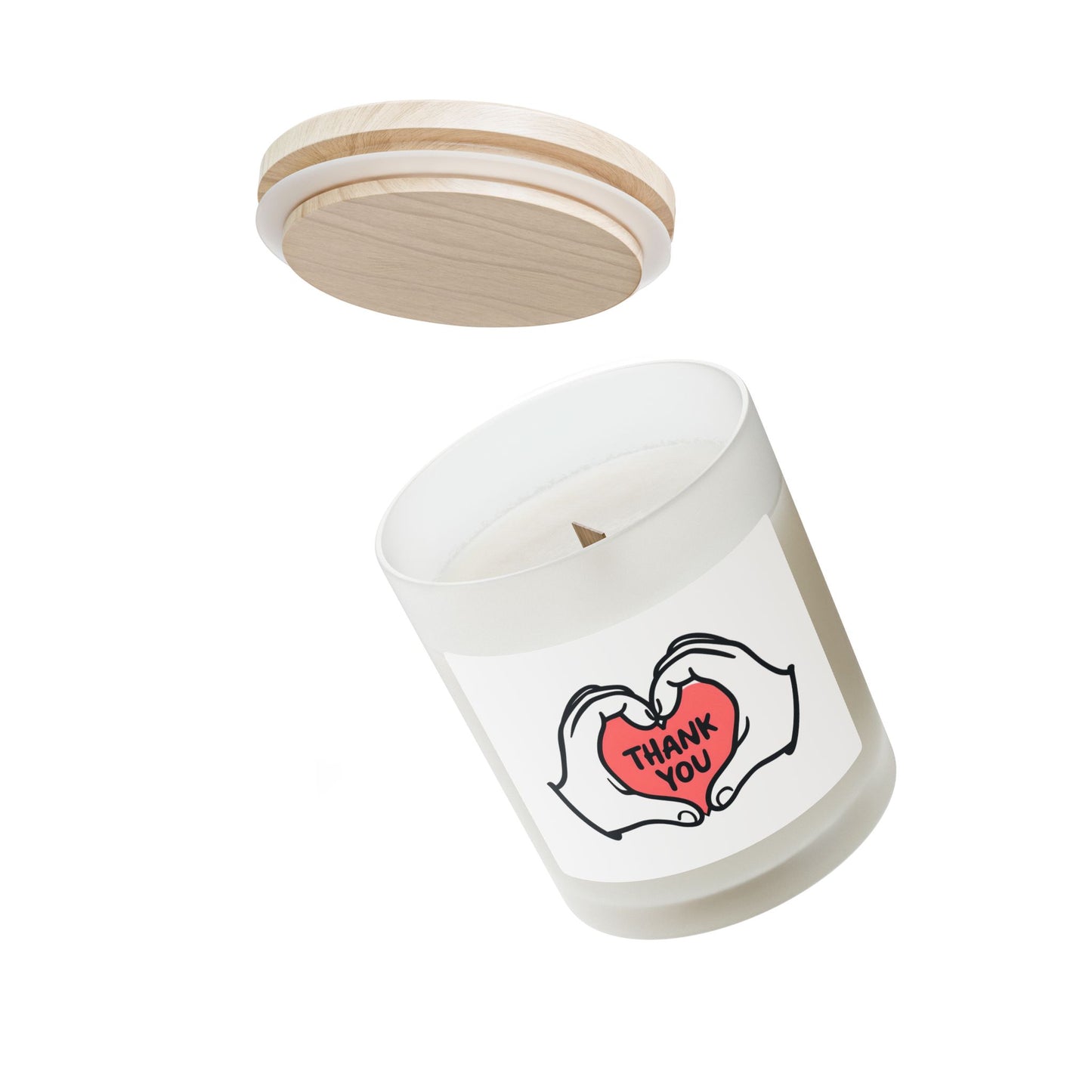 Thank You Heart Frosted Glass Candle — 11 oz Scented Gift