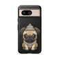 Pug Phone Case – Cute Pug Puppy Illustration on Black Tough Case