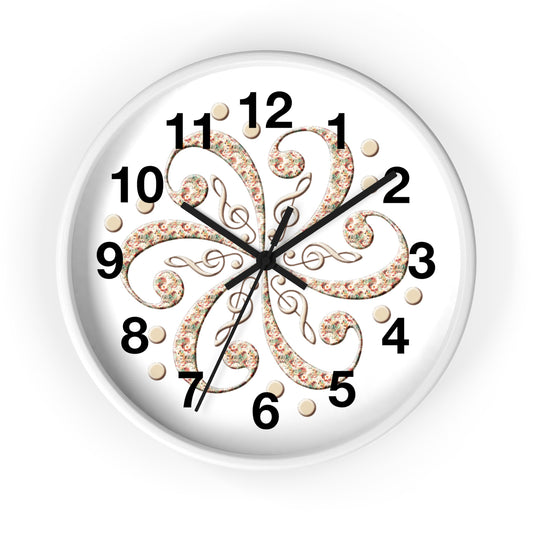 Elegant Floral Wall Clock with Swirl Design, Home Décor, Gift for Her, Vintage Style, Clock for Living Room, Unique Wall Art