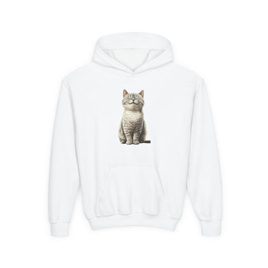 Kids Cat Hoodie – Cute Sitting Kitten Youth Hooded Sweatshirt