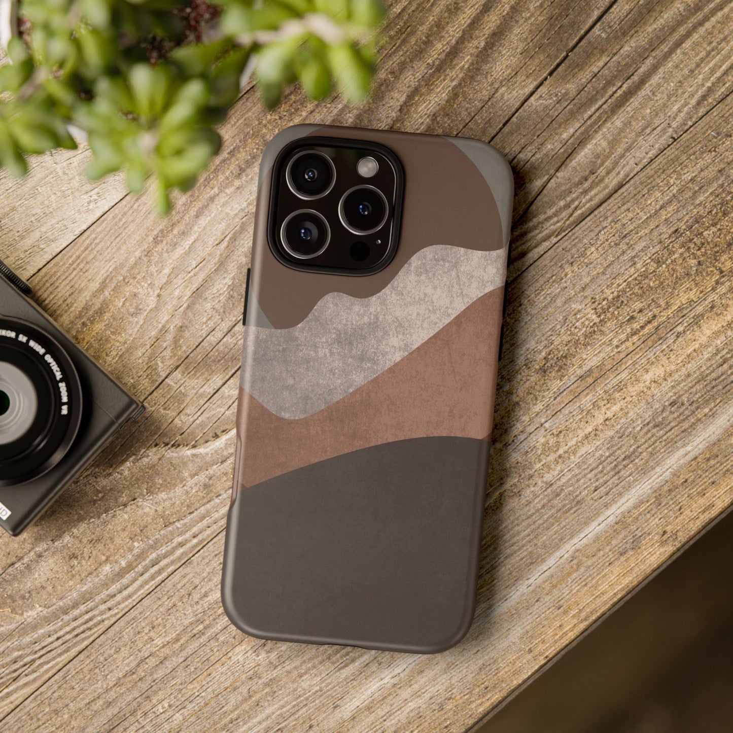 Abstract Earthtone Phone Case — Brown Layered Rugged Tough Case