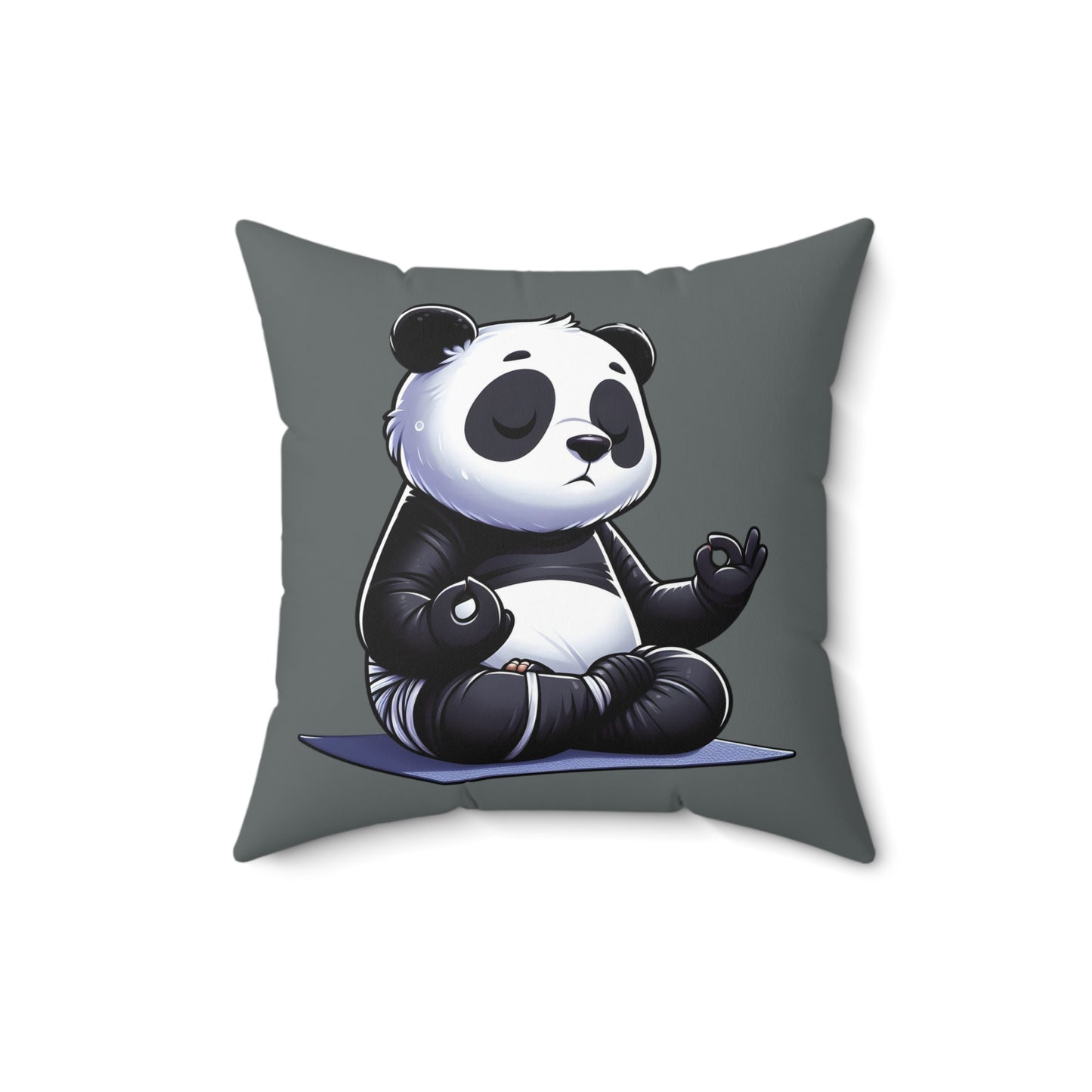 Meditating Panda Throw Pillow — Cute Zen Yoga Decorative Cushion