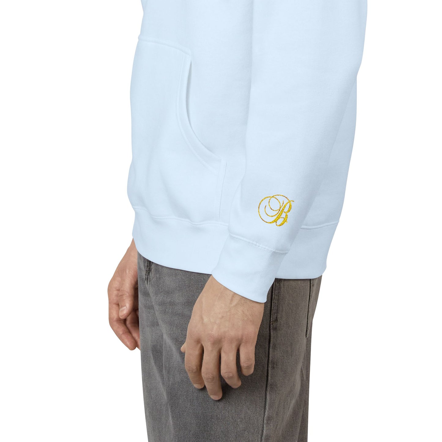 Coral Gold Floral Initial Hoodie — Monogram 'B' Casual Pullover