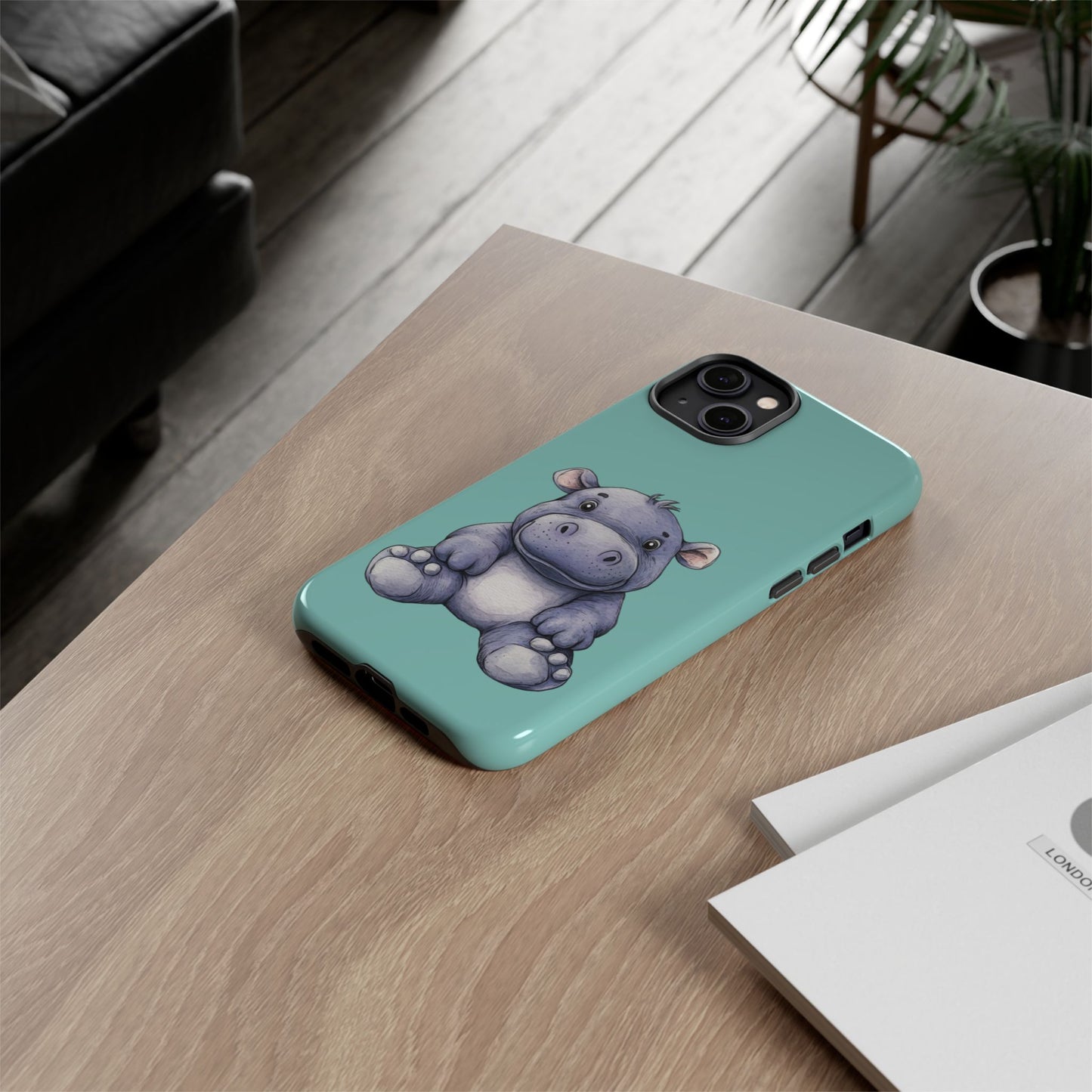 Cute Hippo Phone Case, Tough Phone Cover, Fun Animal Case, Gift for Kids, Cute Decor, Birthday Present