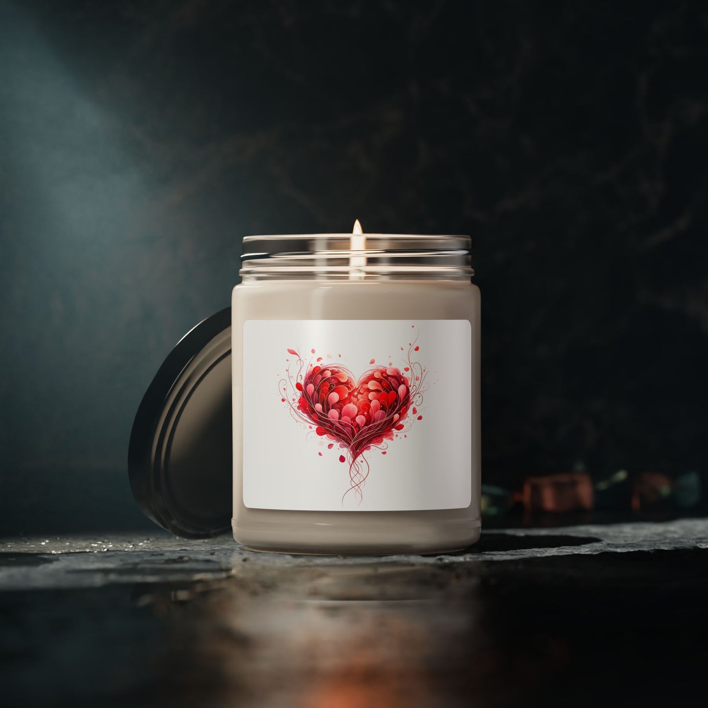 Heart Art Soy Candle 9oz — Romantic Scented Jar Candle (Valentine’s Gift)