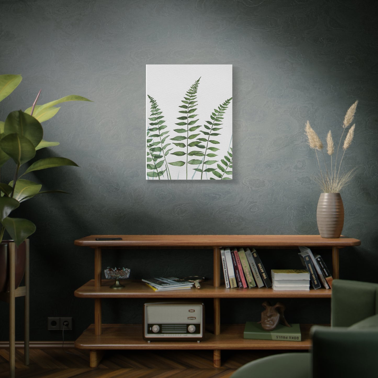 Fern Watercolor Canvas Art – Botanical Matte Stretched Wall Print