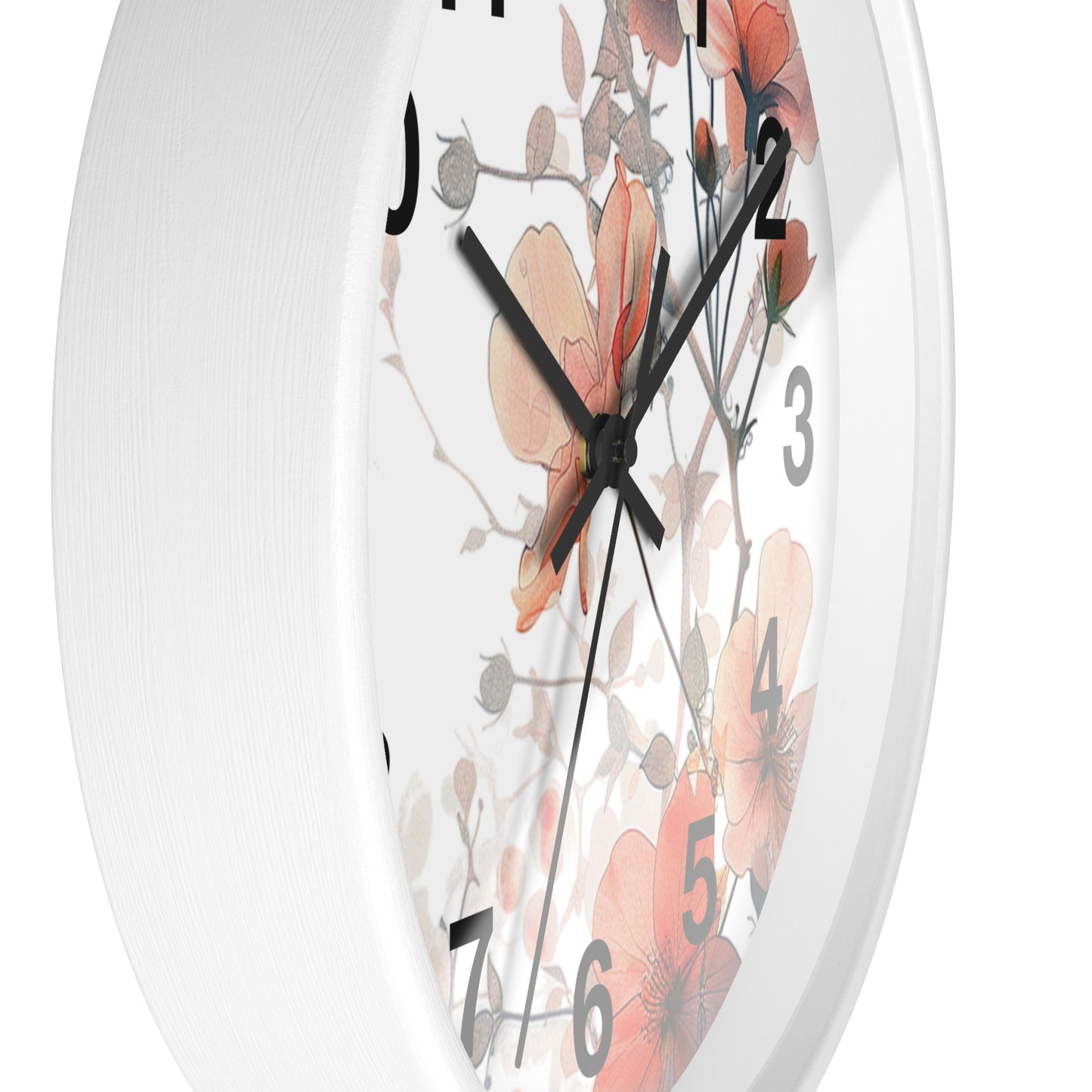Floral Wall Clock — Soft Orange Blossom Decorative Clock