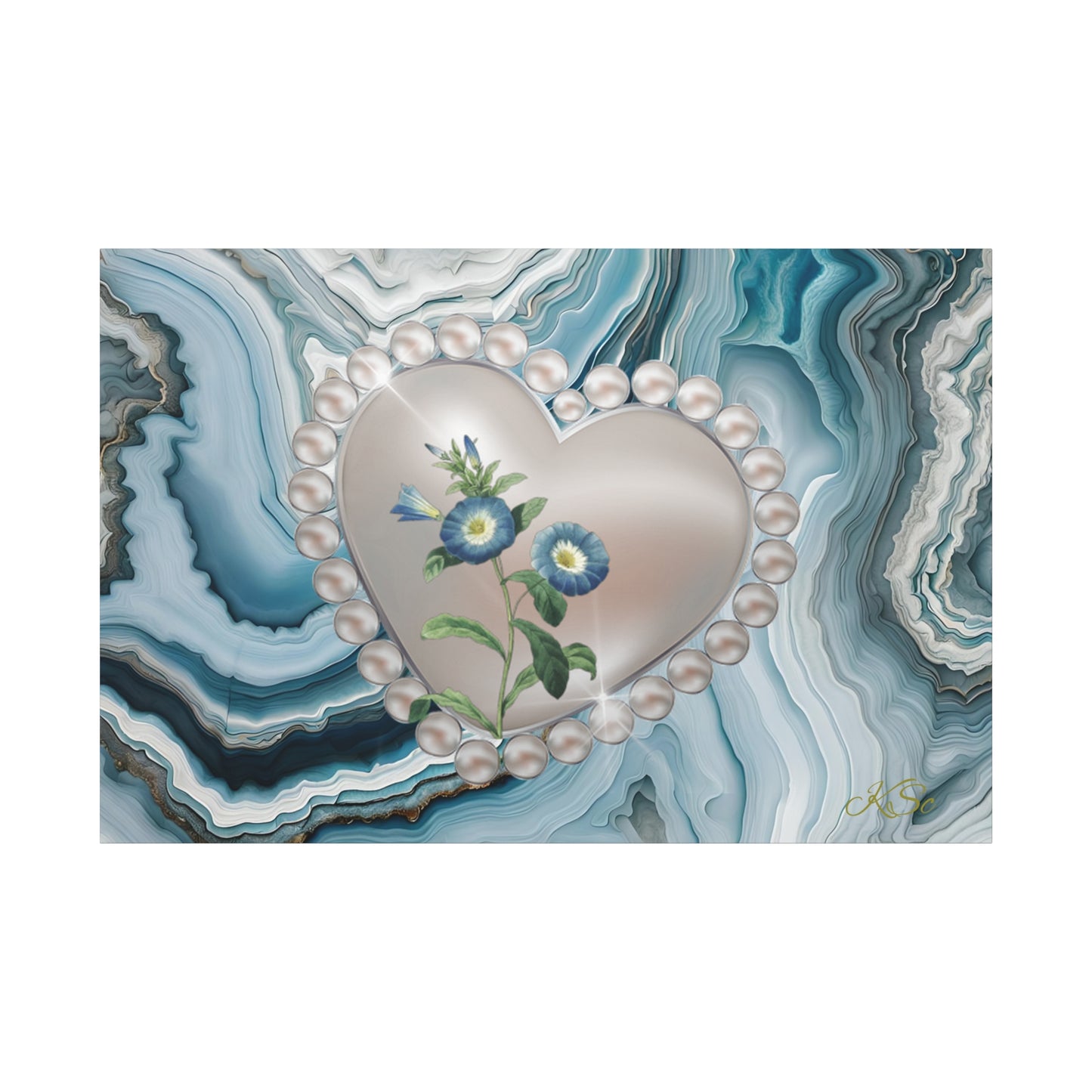 Elegant Floral Heart Canvas Wall Art, Modern Home Decor, Gift for Her