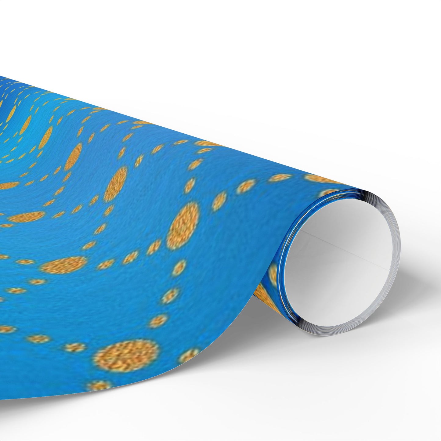 Blue Gold Dotted Swirl Wrapping Paper Roll — Decorative Gift Wrap