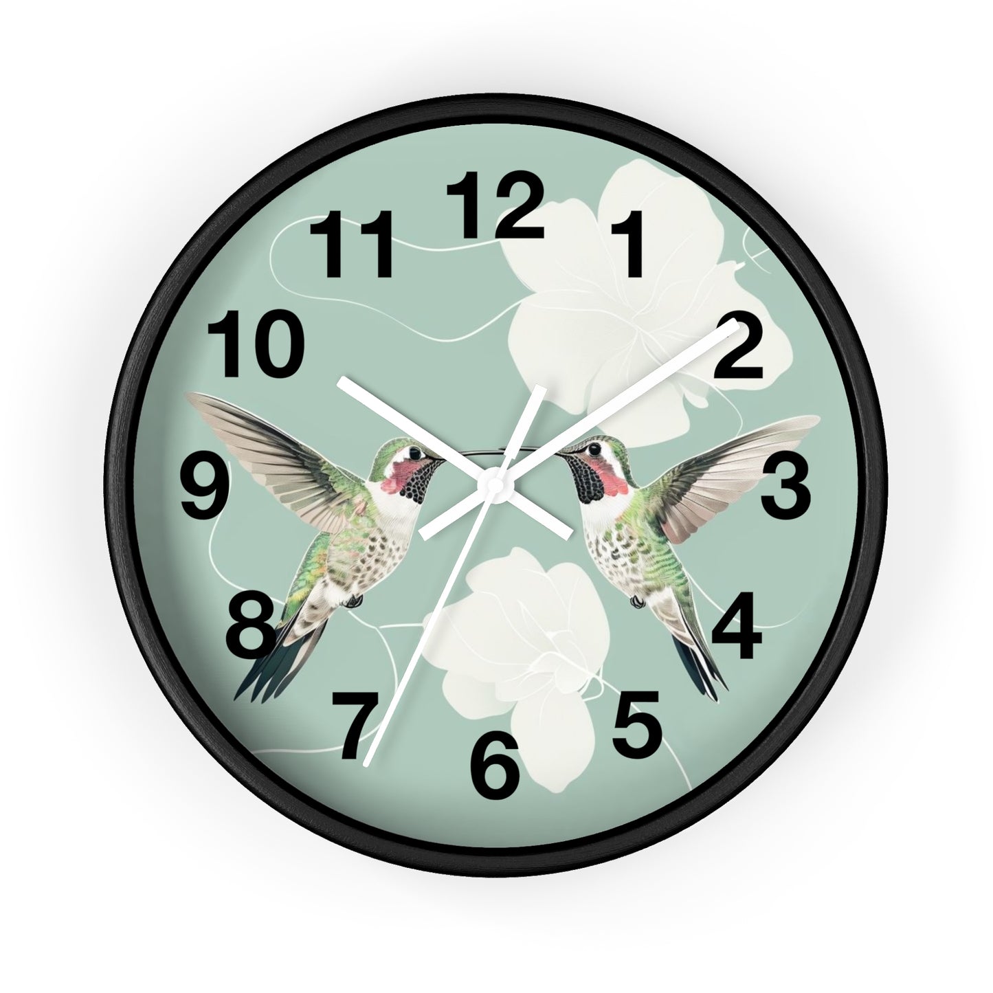 Hummingbird Floral Wall Clock | Mint Bird Clock