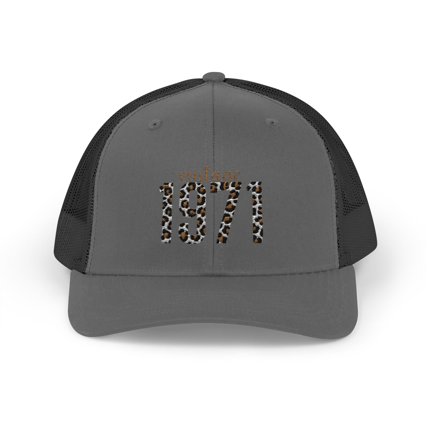1971 Leopard Print Snapback Trucker Cap — Vintage Born in 1971 Birthday Gift