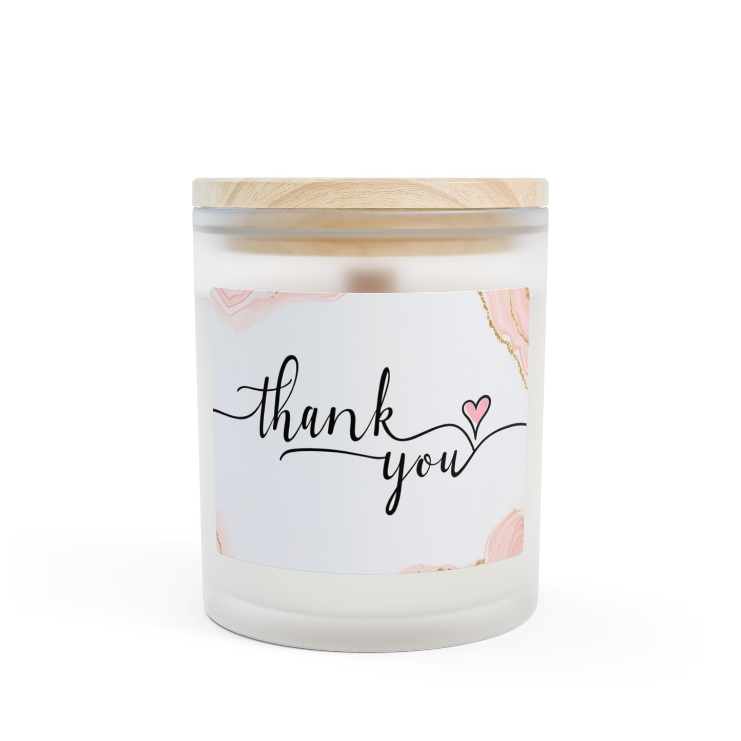 Thank You Frosted Glass Candle – 11oz Scented Gift Candle with Heart Accent