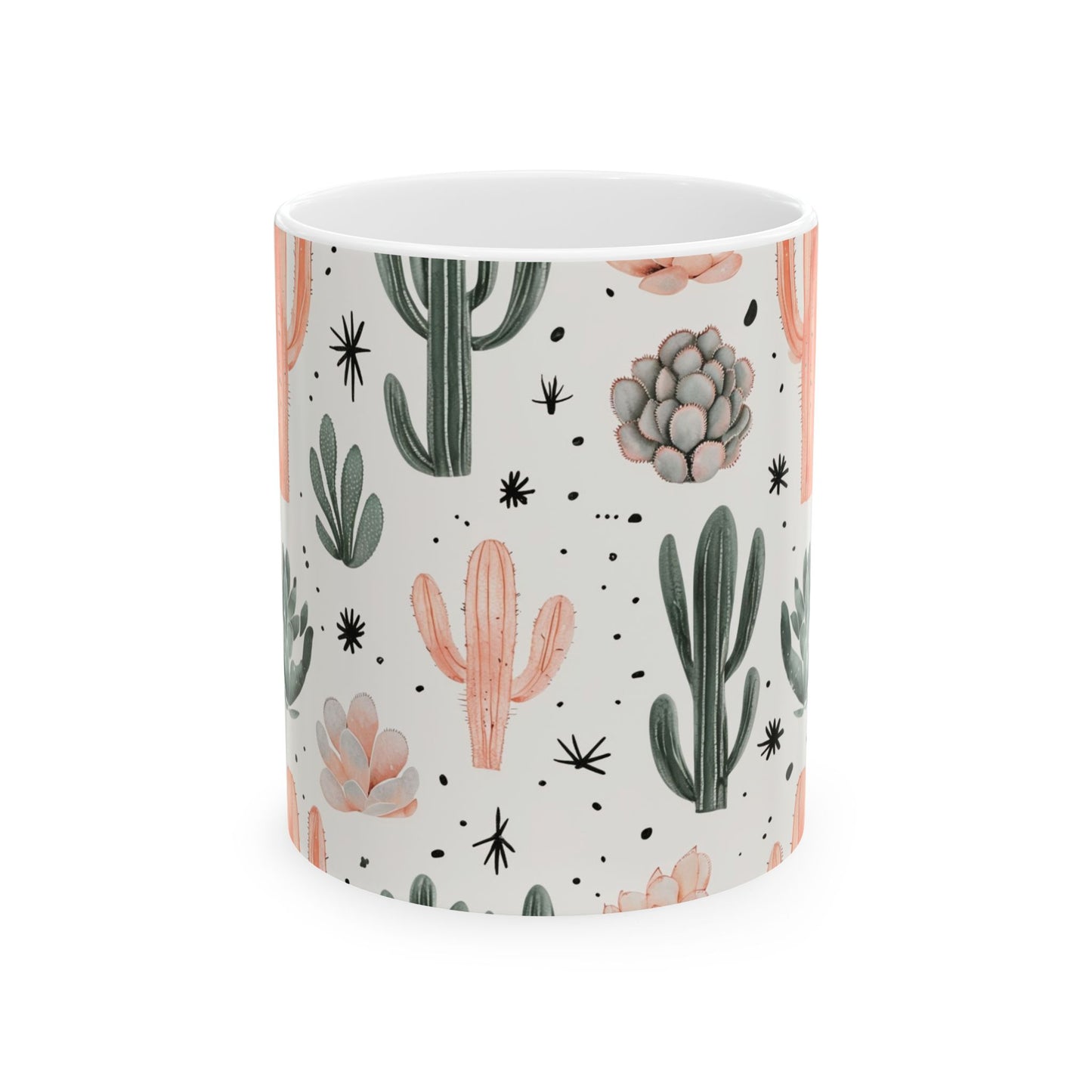 Cactus & Succulent Ceramic Mug — Pastel Desert Plant Coffee Cup (11oz, 15oz)