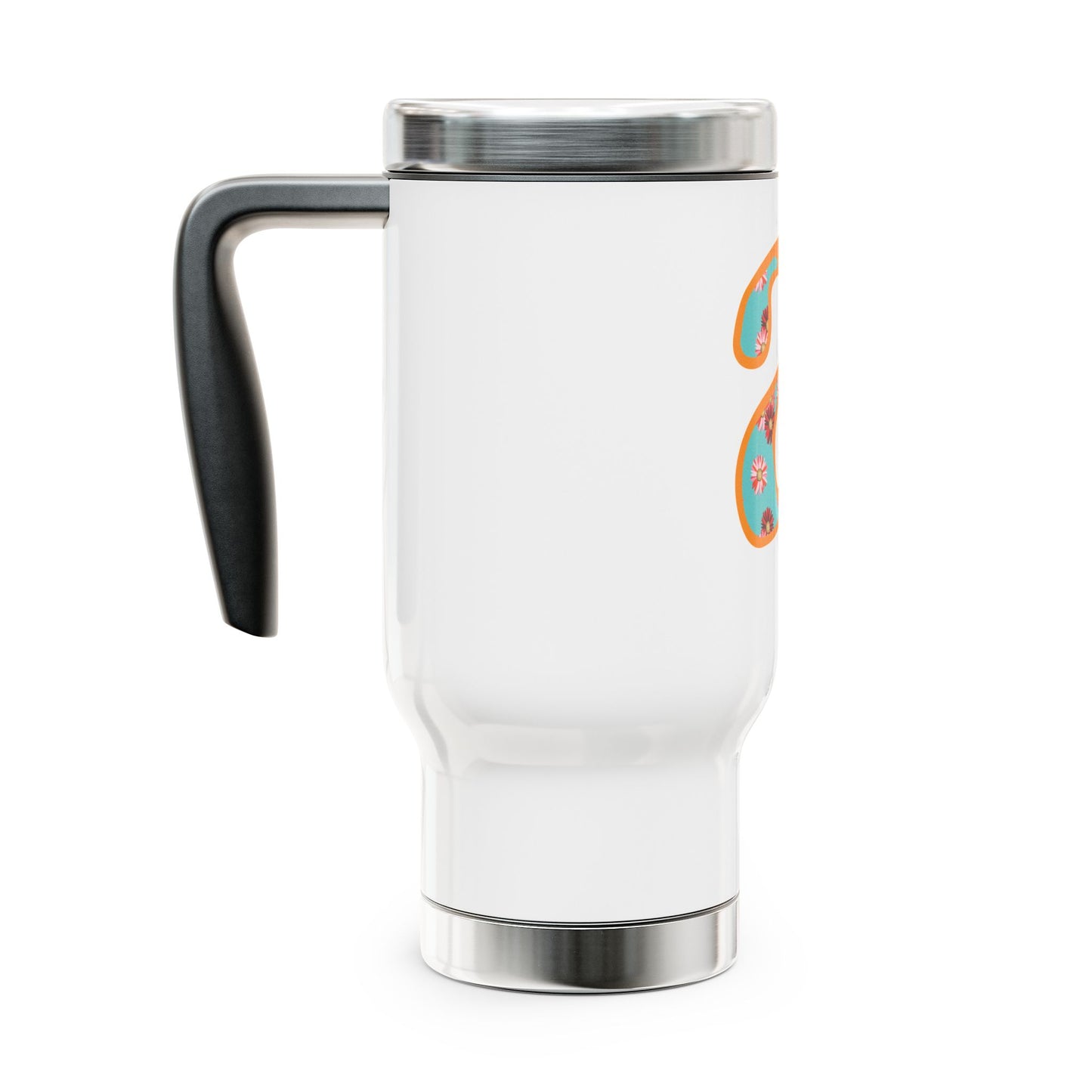 Floral Monogram 'a' Stainless Steel Travel Mug with Handle — 14oz