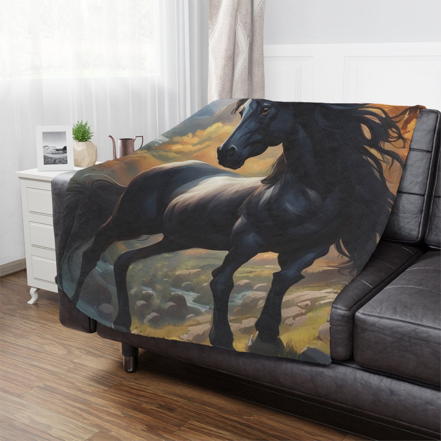 Black Unicorn Minky Blanket — Plush Fantasy Throw for Kids & Adults