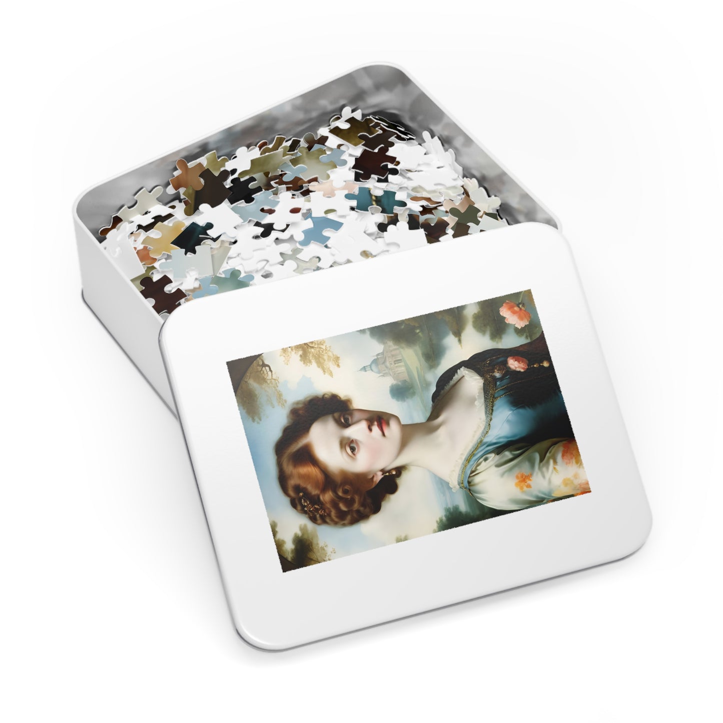 Vintage Art Jigsaw Puzzle with Tin, Classic Artwork, Engaging Family Activity, Collectible Gaming Puzzle, Unique Gift Idea, Relaxing Hobby