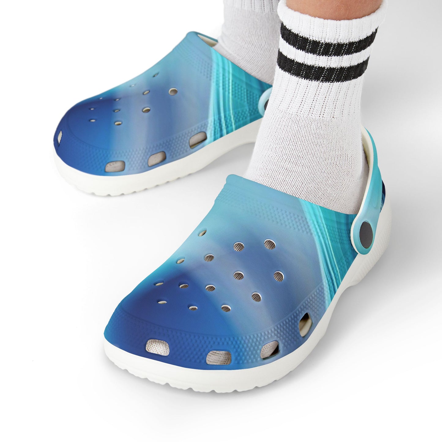 Kids Blue Ombre EVA Foam Clogs – Lightweight Water & Pool Shoes