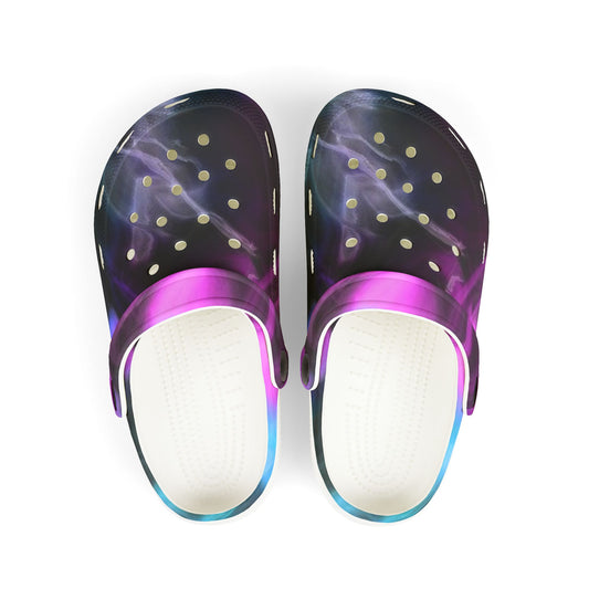 Kids Galaxy Foam Clogs — Purple Nebula EVA Slip-On Sandals
