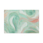 Abstract Green Marble Canvas Print — Teal & Coral Swirl Wall Art