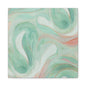 Abstract Green Marble Canvas Print — Teal & Coral Swirl Wall Art