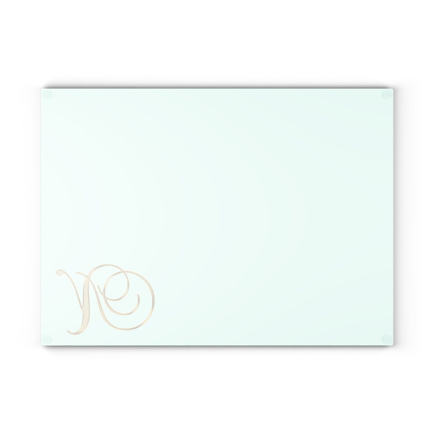 Monogram Glass Cutting Board — Mint or Clear Tempered Glass with Gold Script "N"