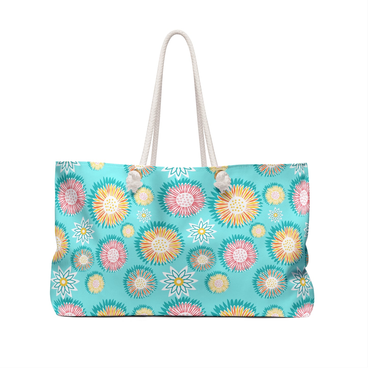 Floral Burst Weekender Bag — Turquoise Travel Tote