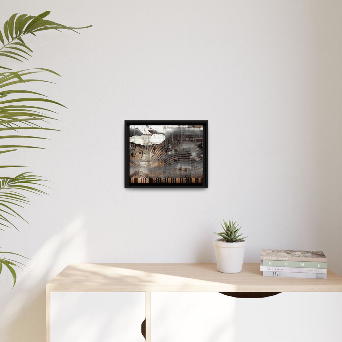 Framed Music Notes Canvas Print — Abstract Vintage Piano & Sheet Music Wall Art