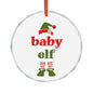Baby Elf Heart Crystal Ornament — Personalized Christmas Tree Keepsake