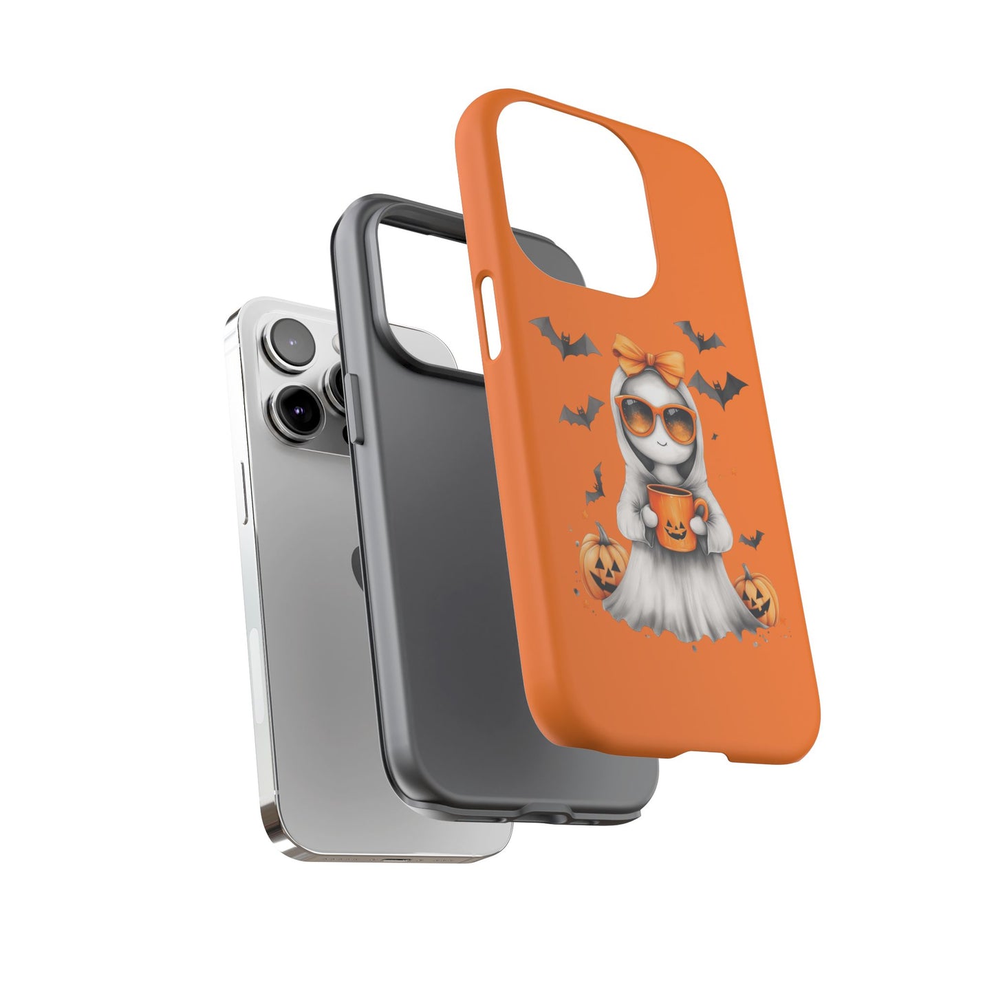 Halloween Ghost Phone Case, Cute Cat Ghost Case, Autumn Phone Cover, Spooky Season Gift, Trick or Treat Case