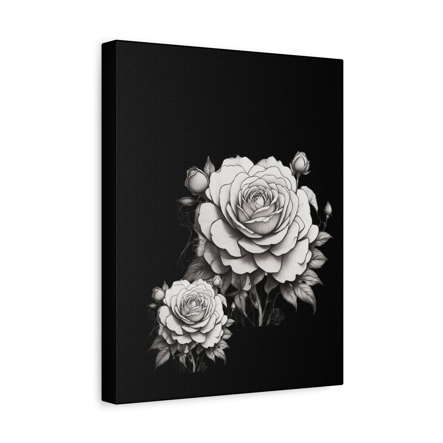 Monochrome Rose Canvas Print — Black & White Floral Wall Art