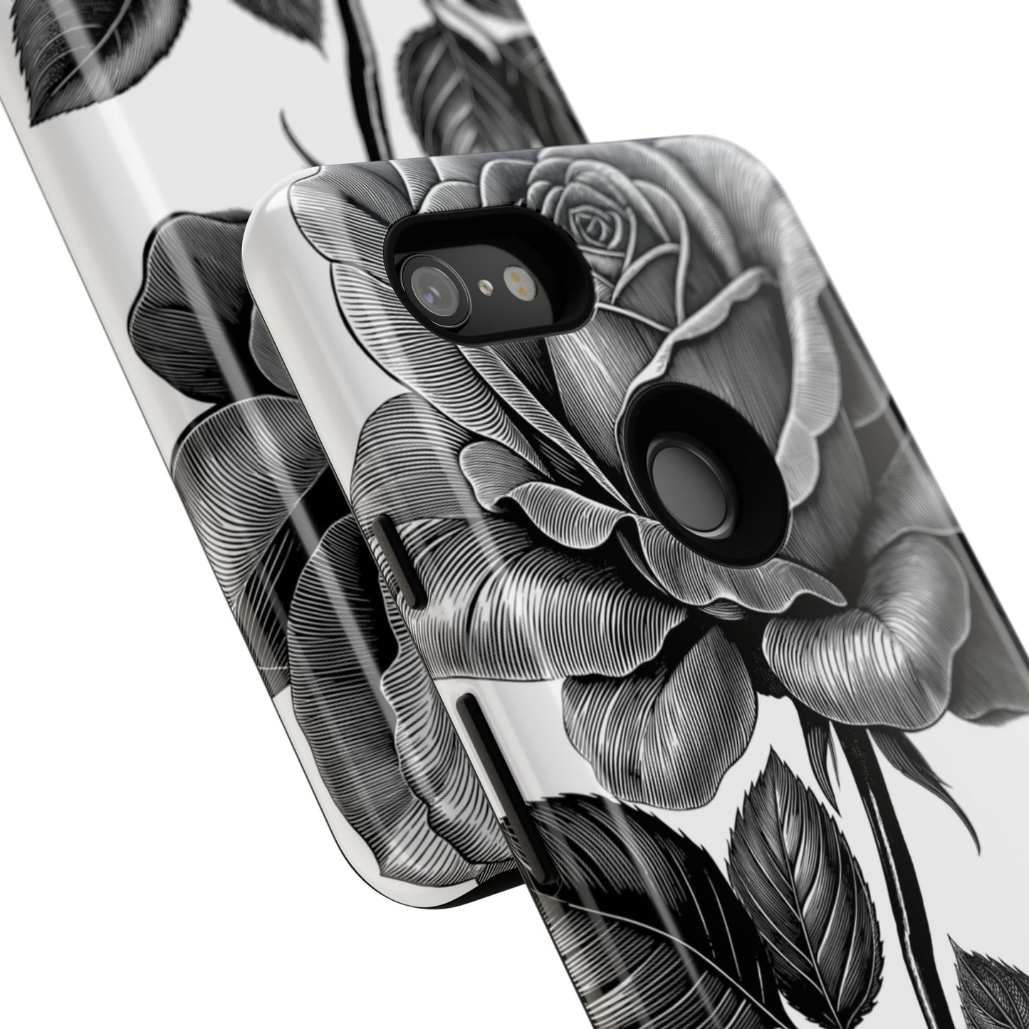 Elegant Floral Phone Case - Tough Cases, Black Rose Design, Floral Phone Cover, Stylish Phone Accessory, Gift for Her, Mother's Day