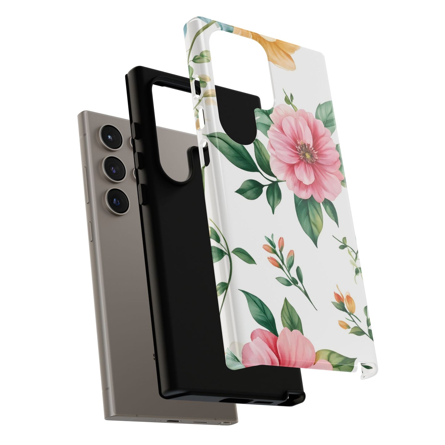 Floral Tough Phone Case — Pink Peony Protective Phone Cover