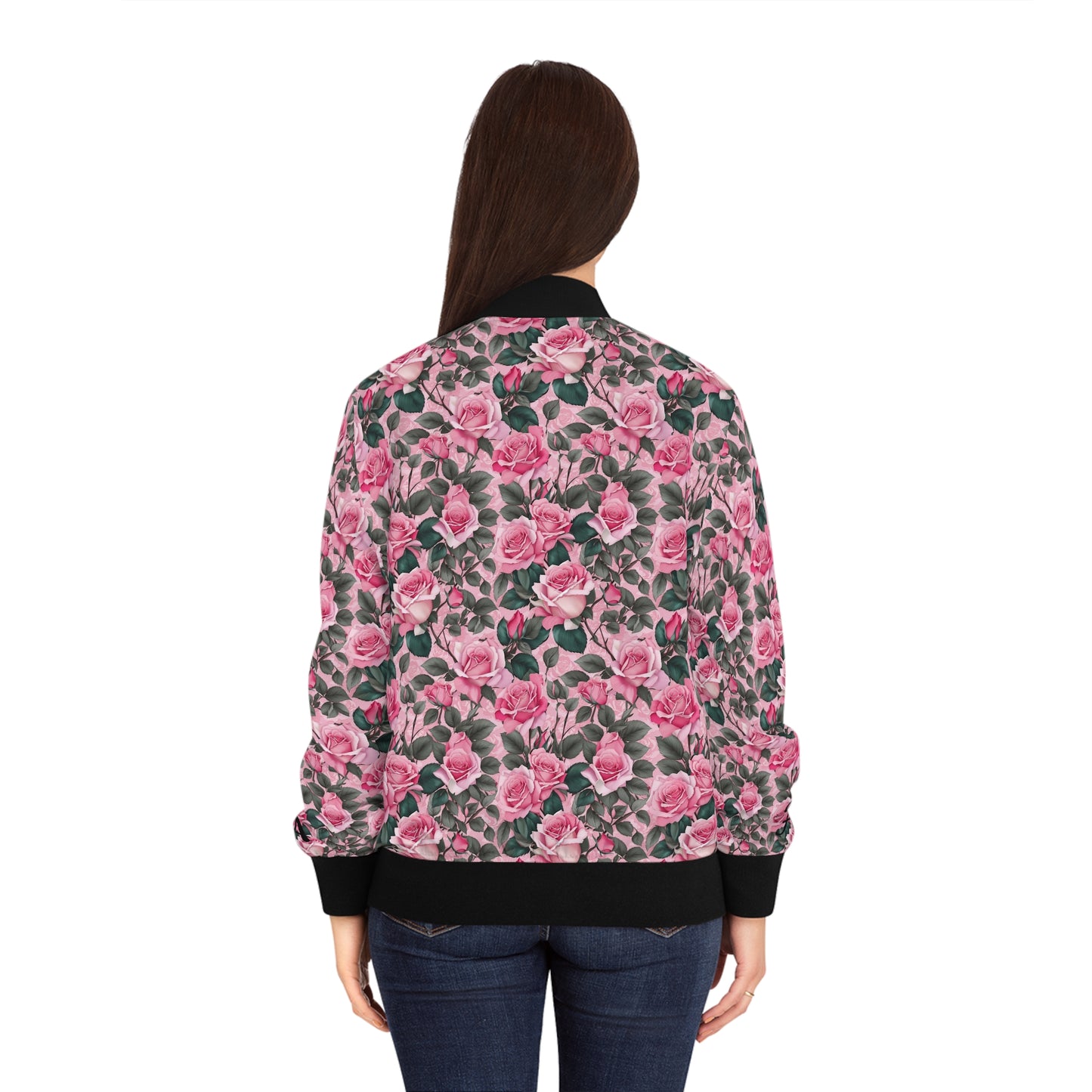 Floral Women's Bomber Jacket  - Letter A  Stylish Outerwear for All Seasons, Trendy Spring Fashion