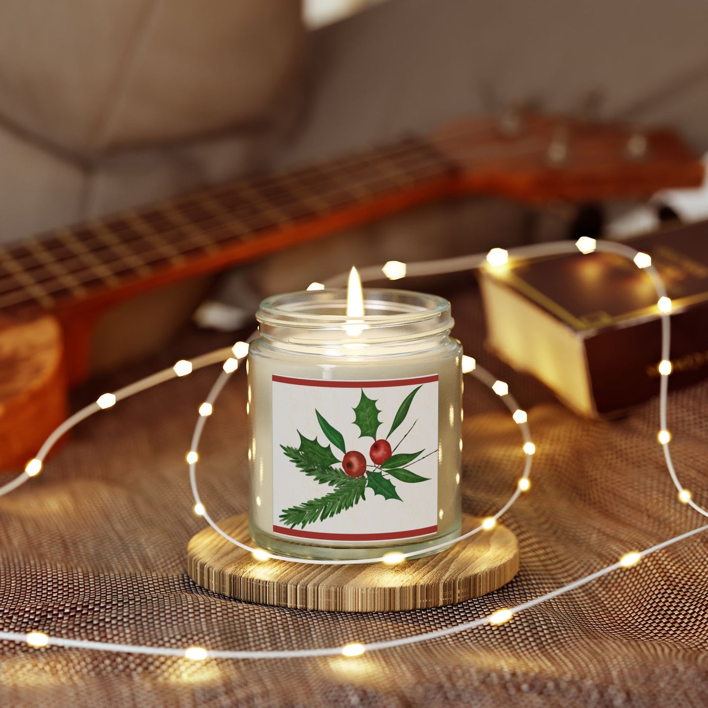Holiday Holly Scented Candle (Coconut Apricot Wax)