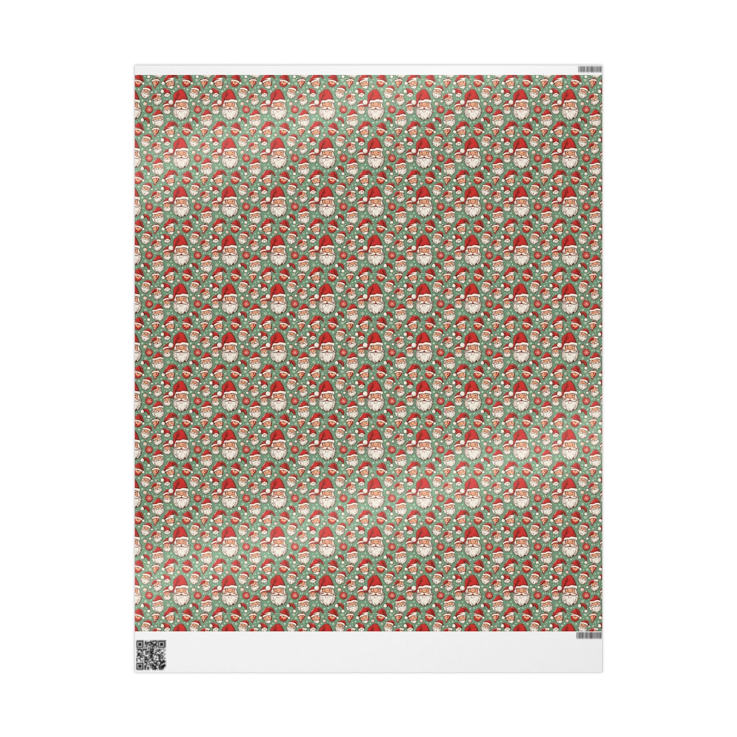 Christmas Santa Face Wrapping Paper Roll — Festive Green Holiday Gift Wrap