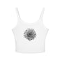 Chic Women's Spaghetti Strap Tank Top with Black Lace Rose Design, Casual Summer Wear, Festival Top, Gift for Her, Layering Essential