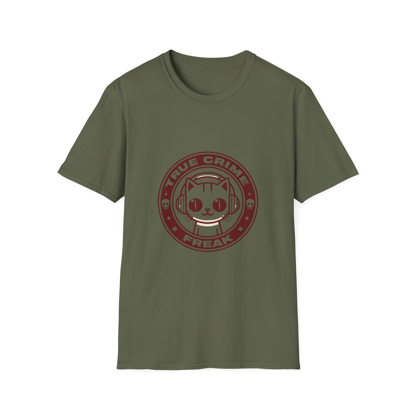 True Crime Freak Cat T-Shirt – Cute Kitty Badge Tee for True Crime Fans