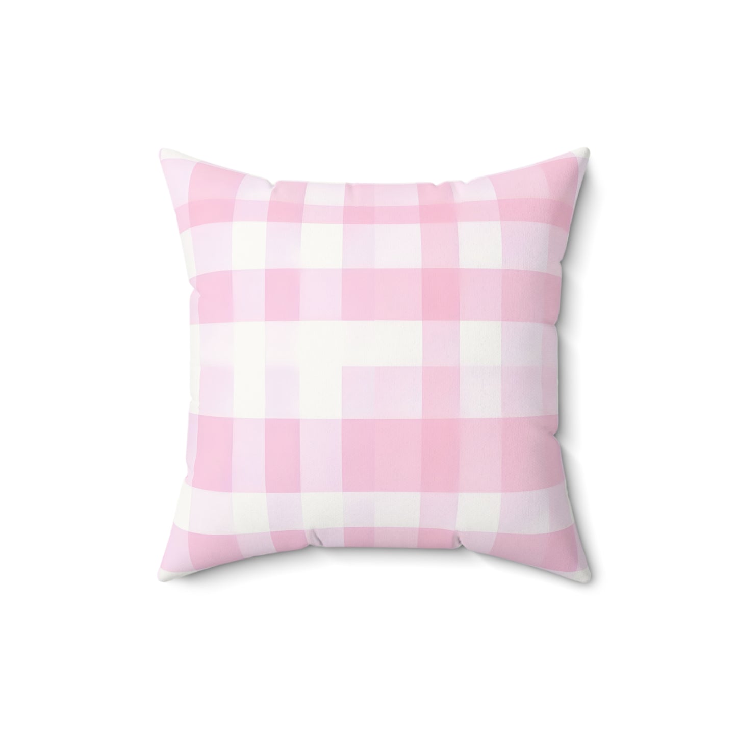 Pink Buffalo Check Pillow — Faux Suede Square Decorative Throw Pillow