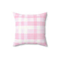 Pink Buffalo Check Pillow — Faux Suede Square Decorative Throw Pillow
