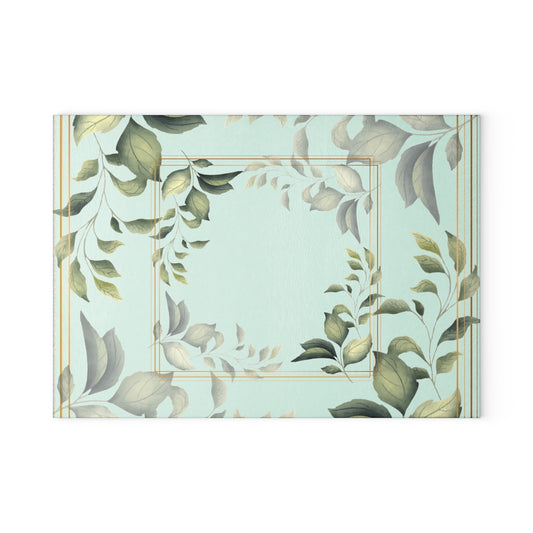 Glass Cutting Board — Botanical Green Leaf Decorative Kitchen Board