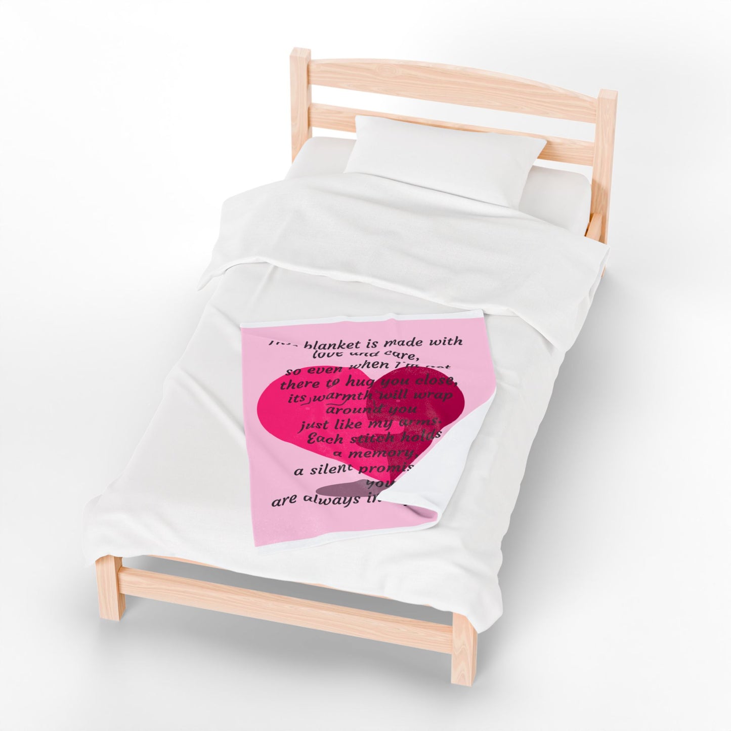 Memorial Heart Velveteen Plush Blanket — "This blanket is made with love and care" Comfort Throw